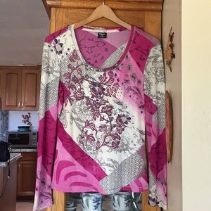 Tribal lightweight mesh long sleeved beaded shirt